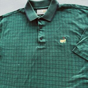 VTG Slazenger‎ Masters Golf Polo Shirt Green Checkered Augusta National Men's XL